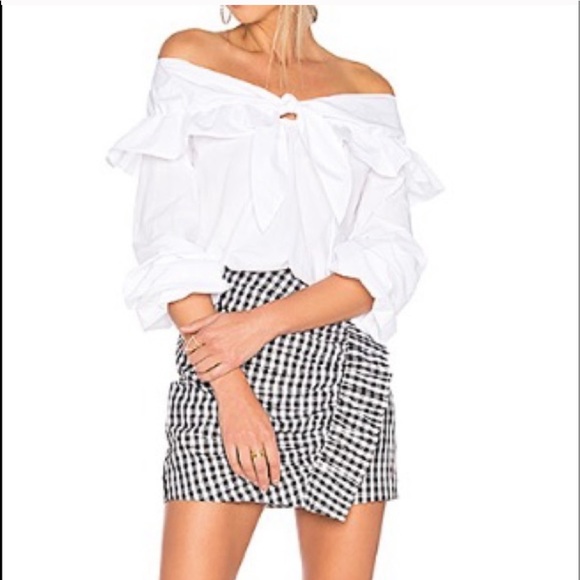 Lovers + Friends x REVOLVE Lisa Skirt in Black @ White Gingham Size Small - Picture 1 of 8